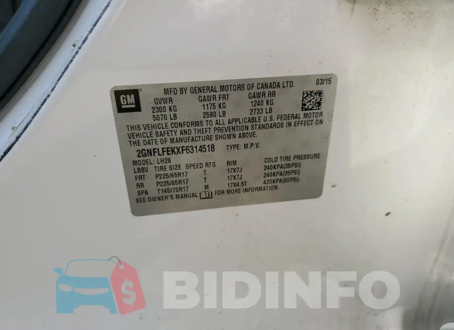 2GNFLFEKXF6314518 Photo# 13