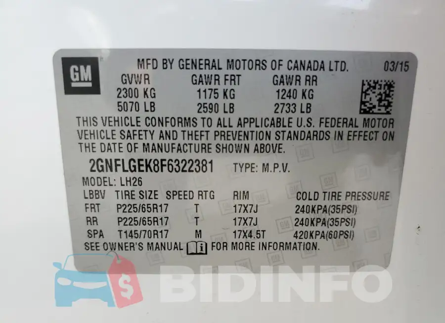 2GNFLGEK8F6322381 Photo# 13