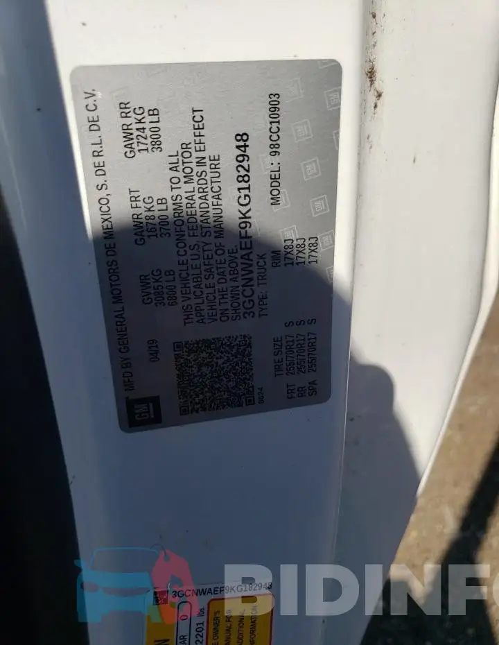 3GCNWAEF9KG182948 Photo# 13
