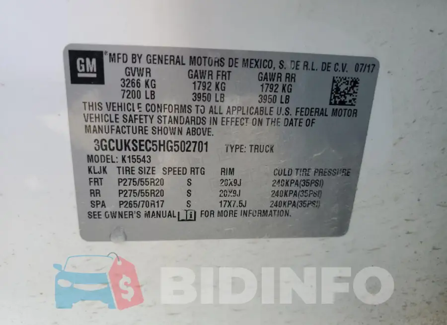 3GCUKSEC5HG502701 Photo# 12