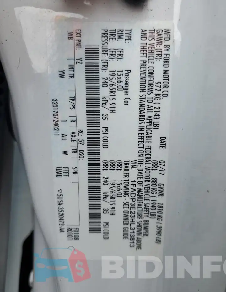 1FADP3E23HL313813 Photo# 13