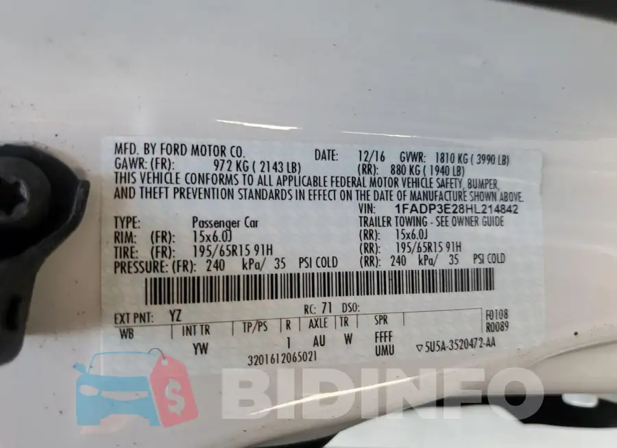 1FADP3E28HL214842 Photo# 12