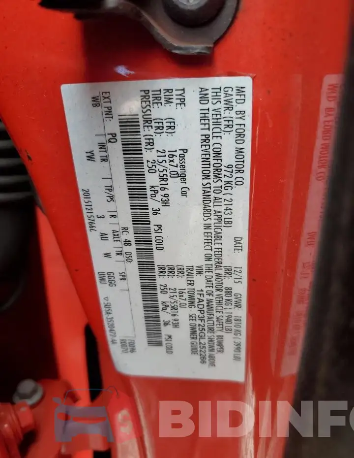 1FADP3F25GL252266 Photo# 12
