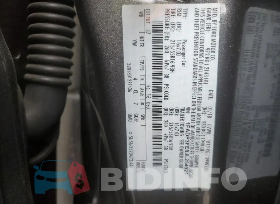 1FADP3FE8JL254921 Photo# 12