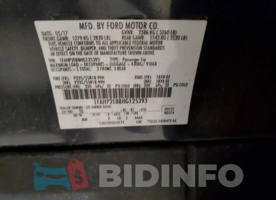 1FAHP2E88HG125393 Photo# 13
