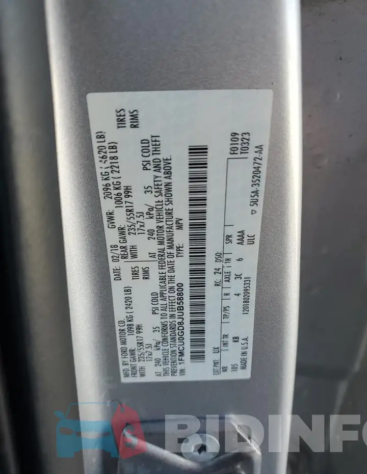 1FMCU0GD8JUB58800 Photo# 12