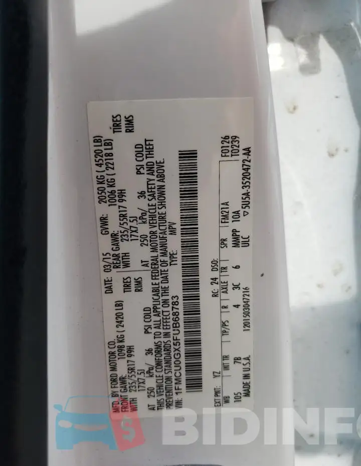 1FMCU0GX5FUB68783 Photo# 13
