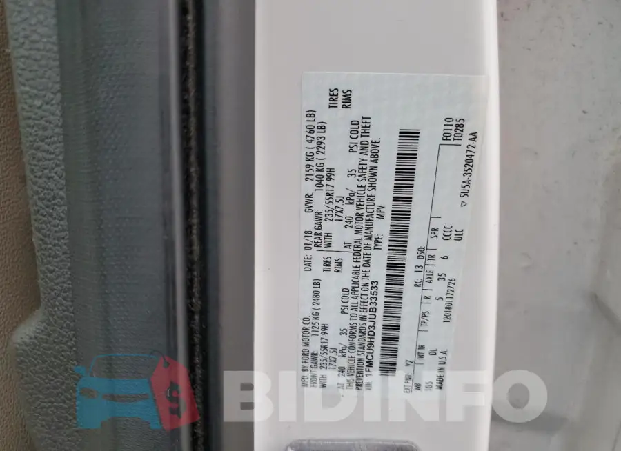 1FMCU9HD3JUB33533 Photo# 14