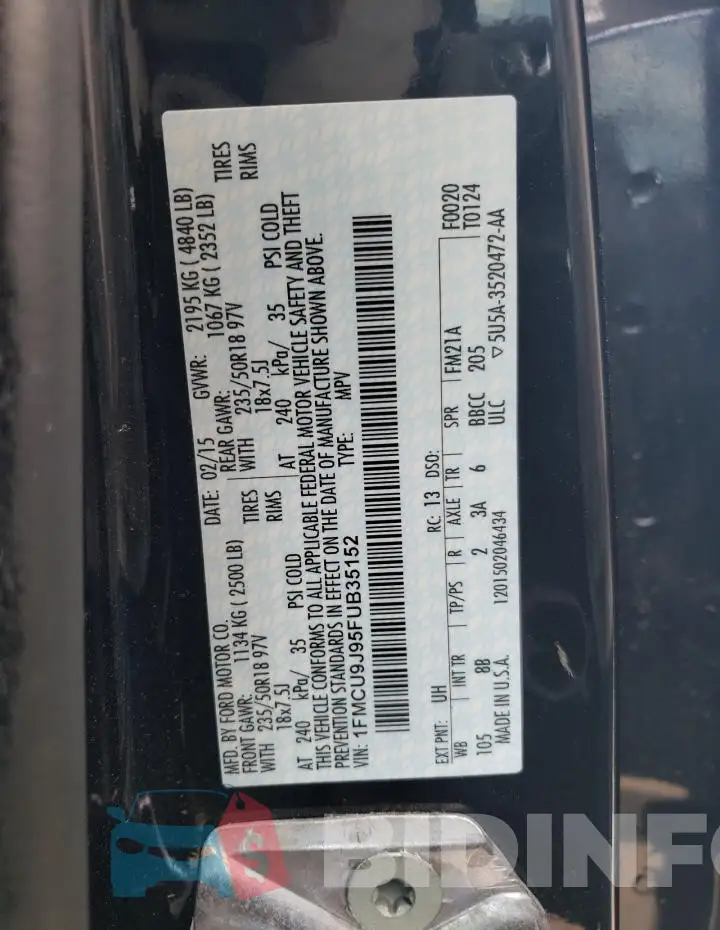 1FMCU9J95FUB35152 Photo# 12