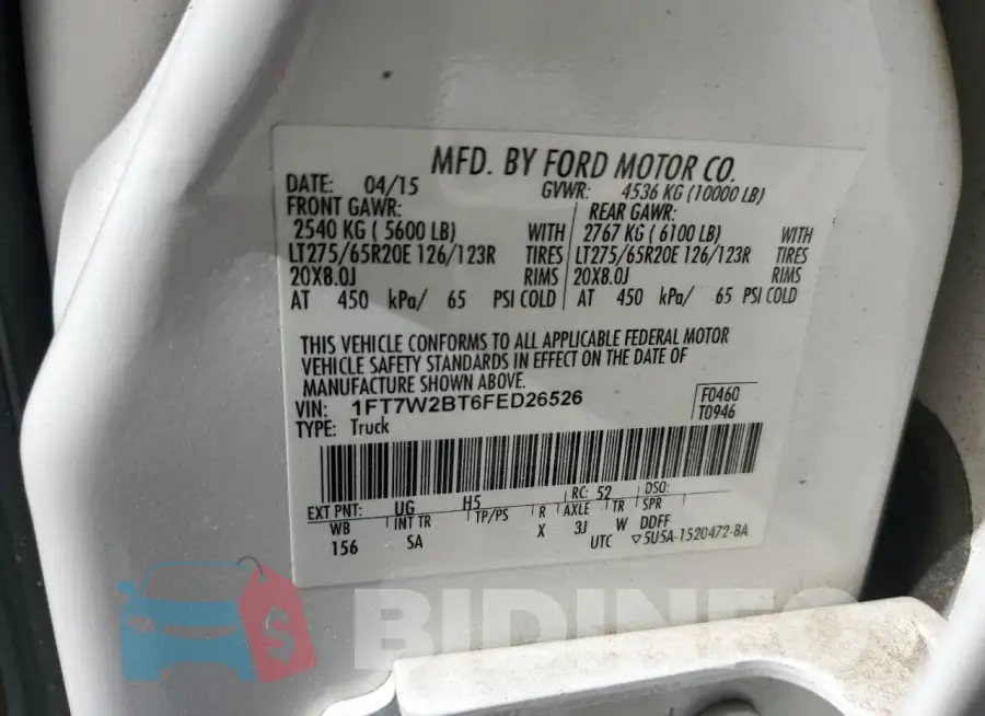 1FT7W2BT6FED26526 Photo# 12