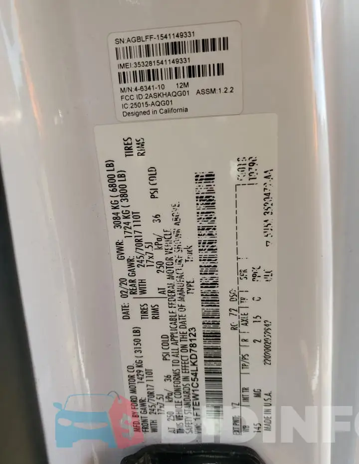 1FTEW1C54LKD78123 Photo# 12