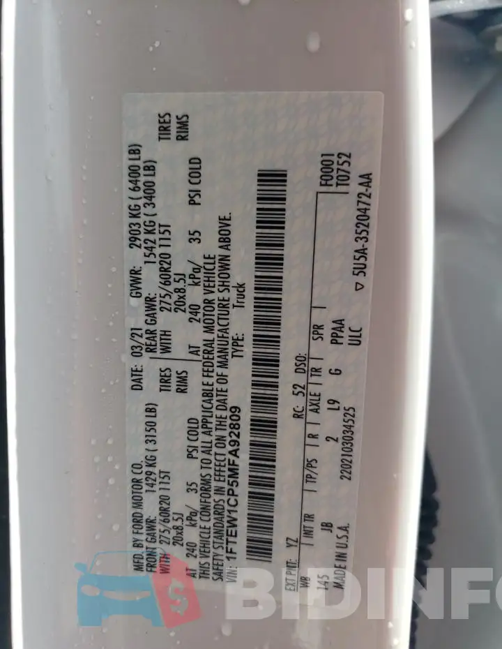 1FTEW1CP5MFA92809 Photo# 13
