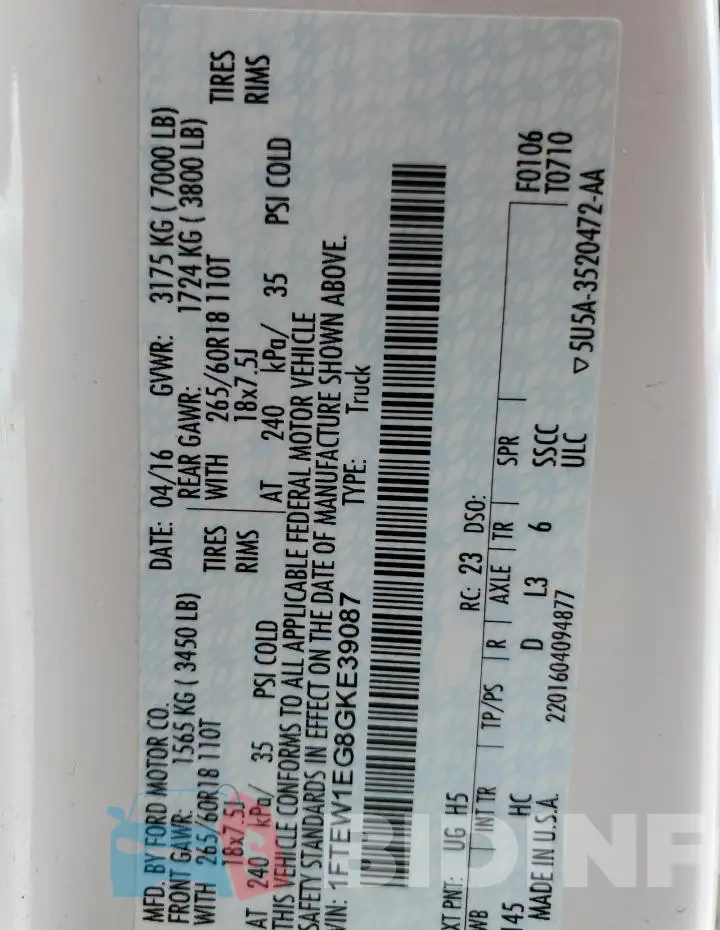 1FTEW1EG8GKE39087 Photo# 12