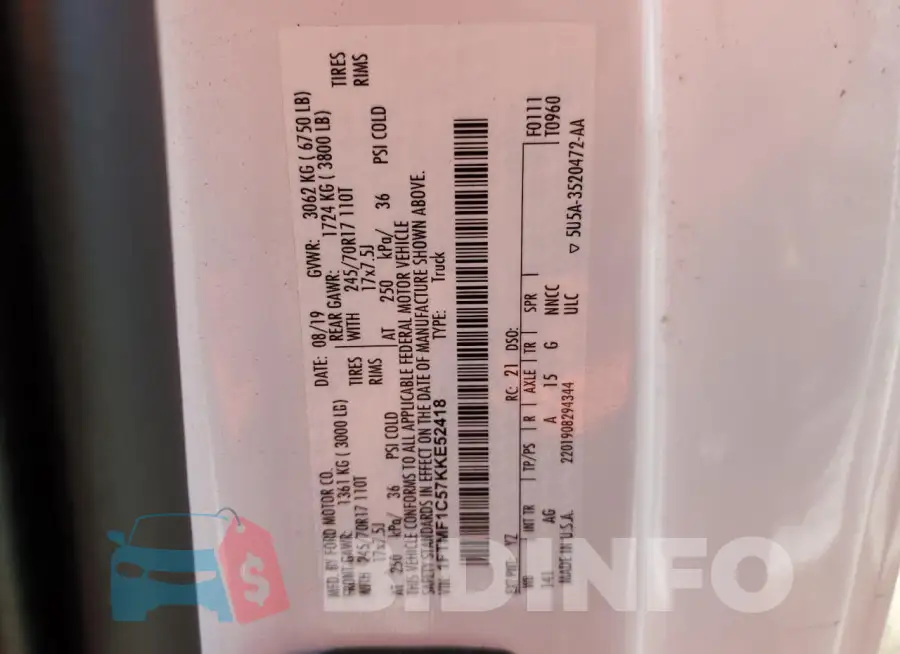 1FTMF1C57KKE52418 Photo# 12
