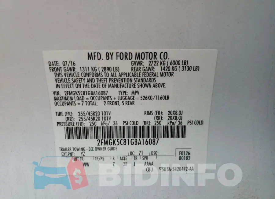 2FMGK5C81GBA16087 Photo# 13