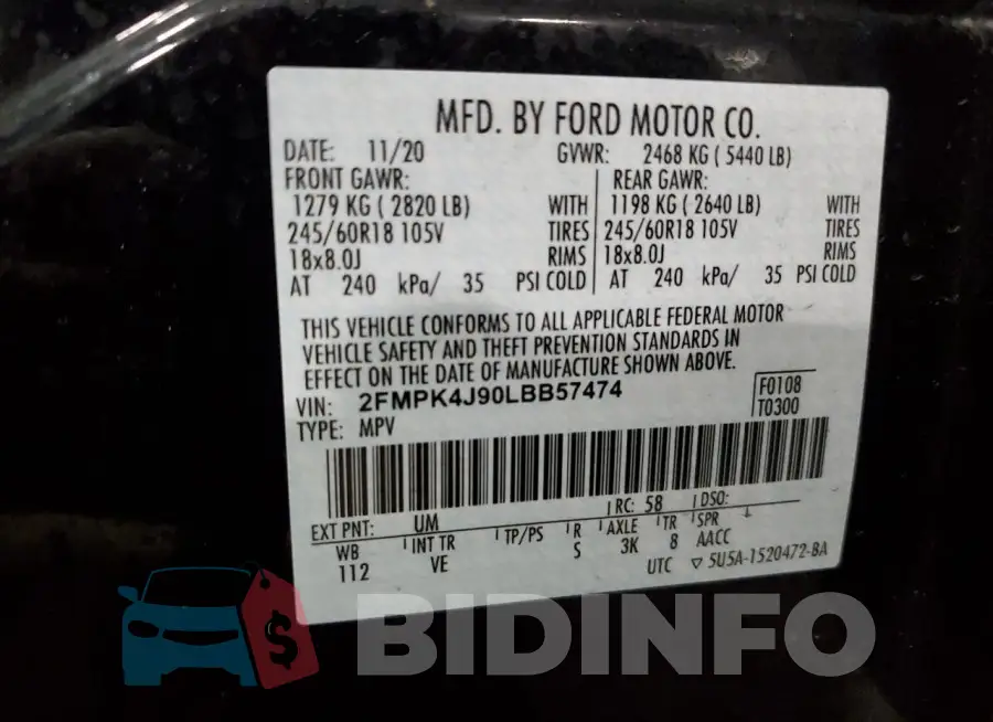 2FMPK4J90LBB57474 Photo# 12