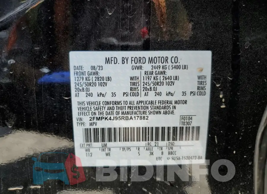 2FMPK4J95RBA17882 Photo# 14