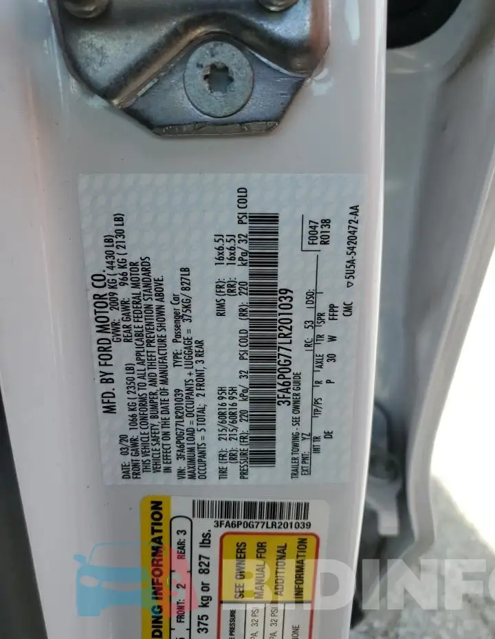 3FA6P0G77LR201039 Photo# 12