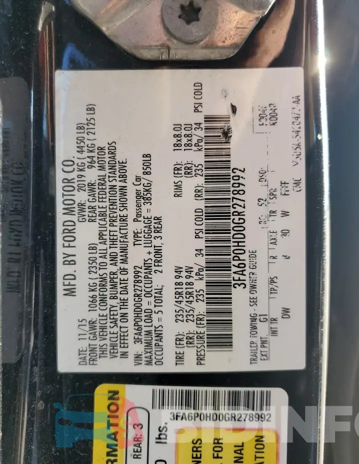 3FA6P0HD0GR278992 Photo# 13