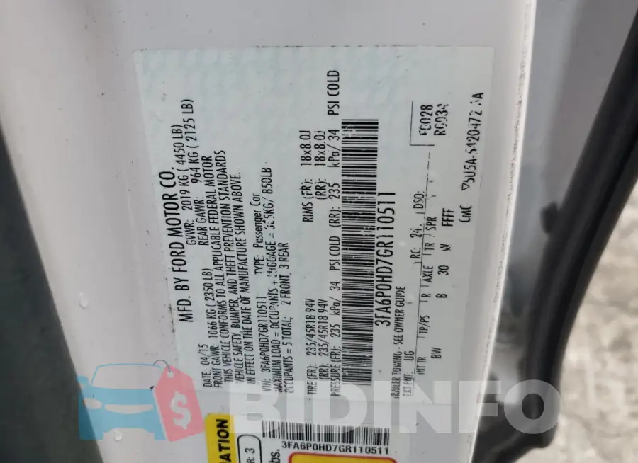 3FA6P0HD7GR110511 Photo# 12