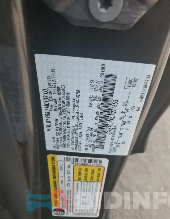 3FA6P0HDXJR271653 Photo# 12