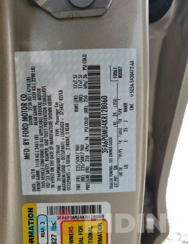 3FA6P0MU4KR128060 Photo# 12