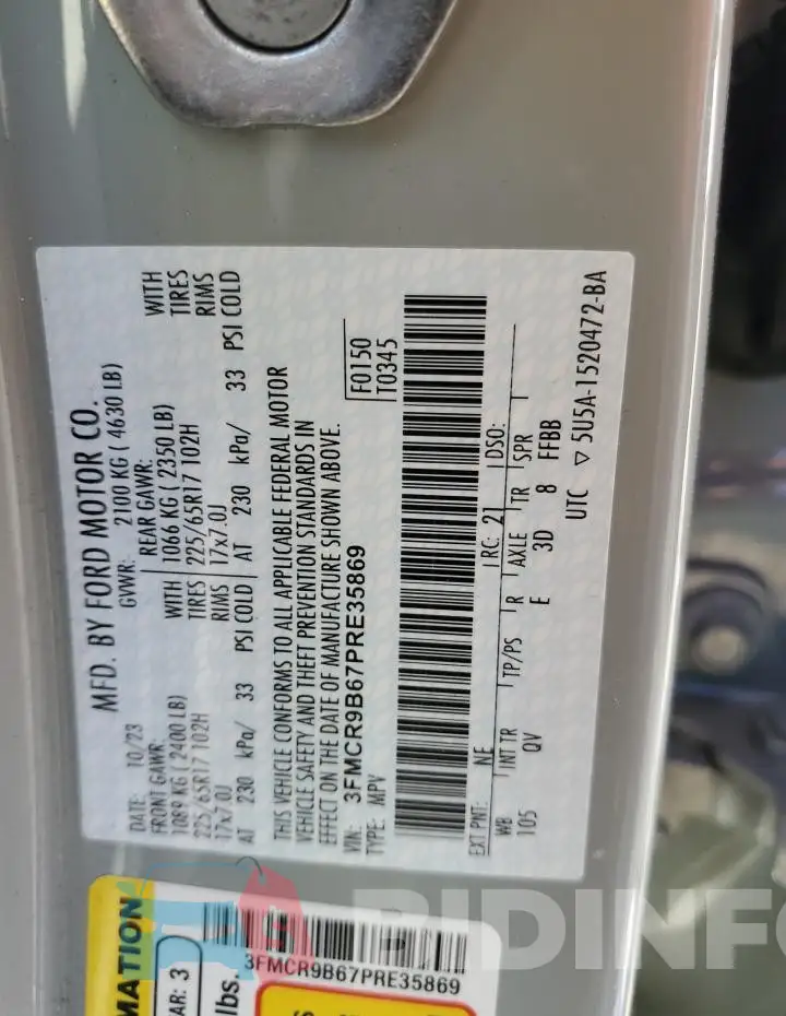 3FMCR9B67PRE35869 Photo# 12