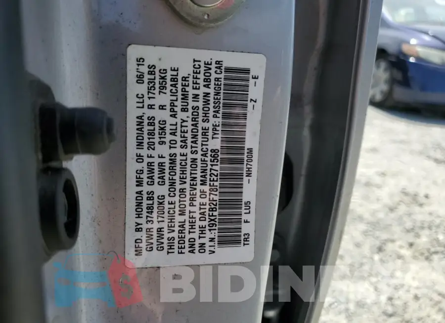 19XFB2F78FE271568 Photo# 13