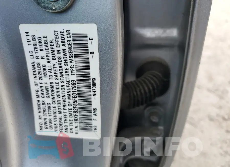19XFB2F85FE017969 Photo# 12