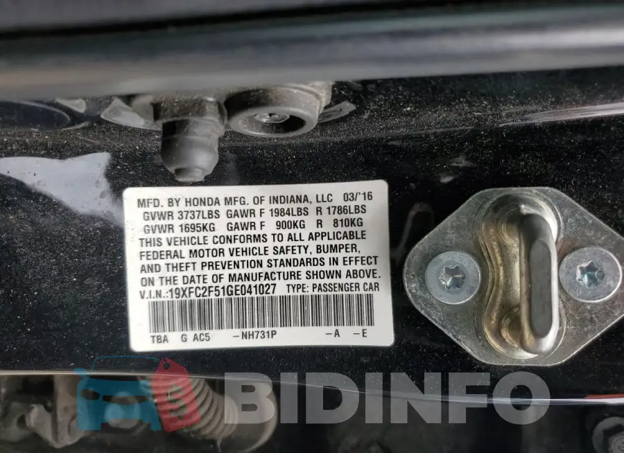 19XFC2F51GE041027 Photo# 12