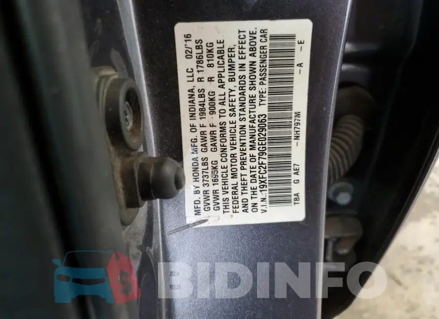 19XFC2F79GE029063 Photo# 12