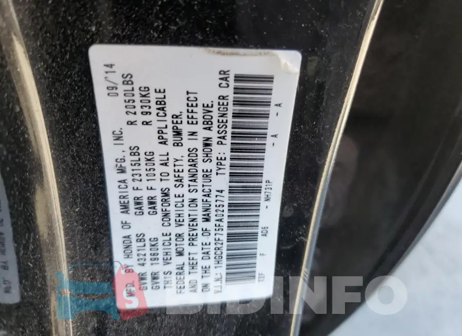1HGCR2F75FA025774 Photo# 12