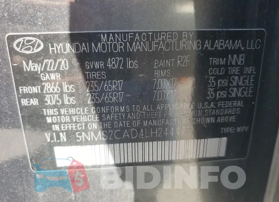 5NMS2CAD4LH244471 Photo# 13