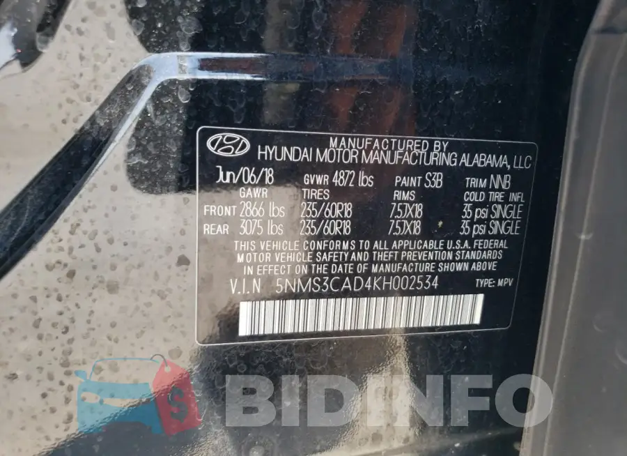 5NMS3CAD4KH002534 Photo# 13