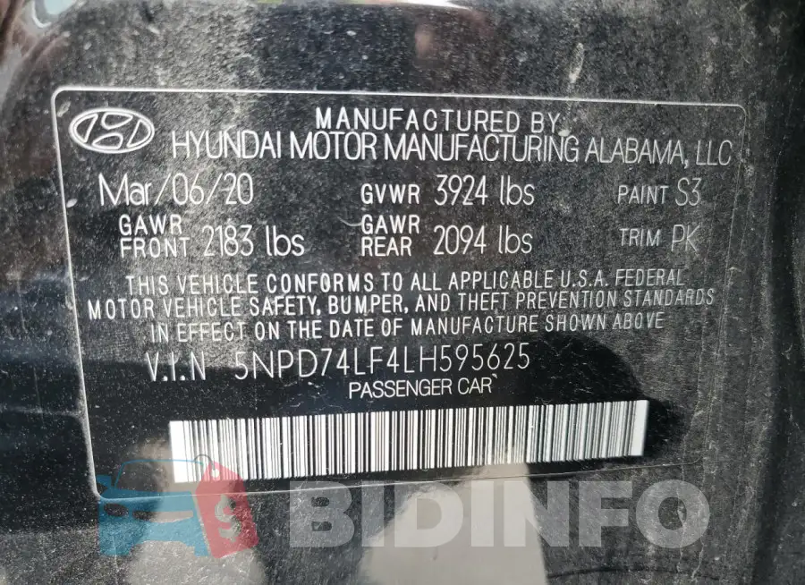 5NPD74LF4LH595625 Photo# 12