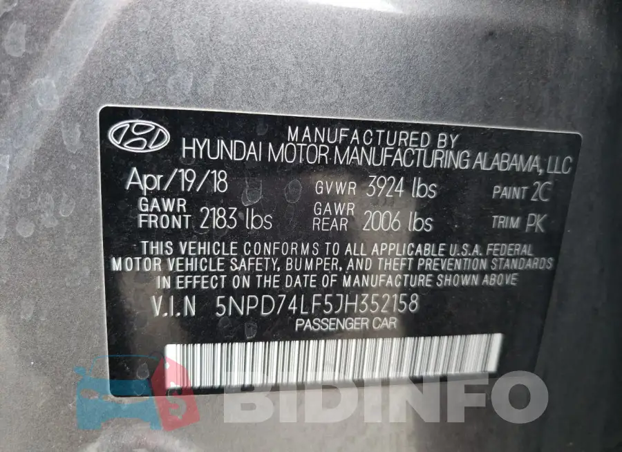 5NPD74LF5JH352158 Photo# 12