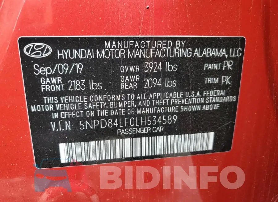 5NPD84LF0LH534589 Photo# 12
