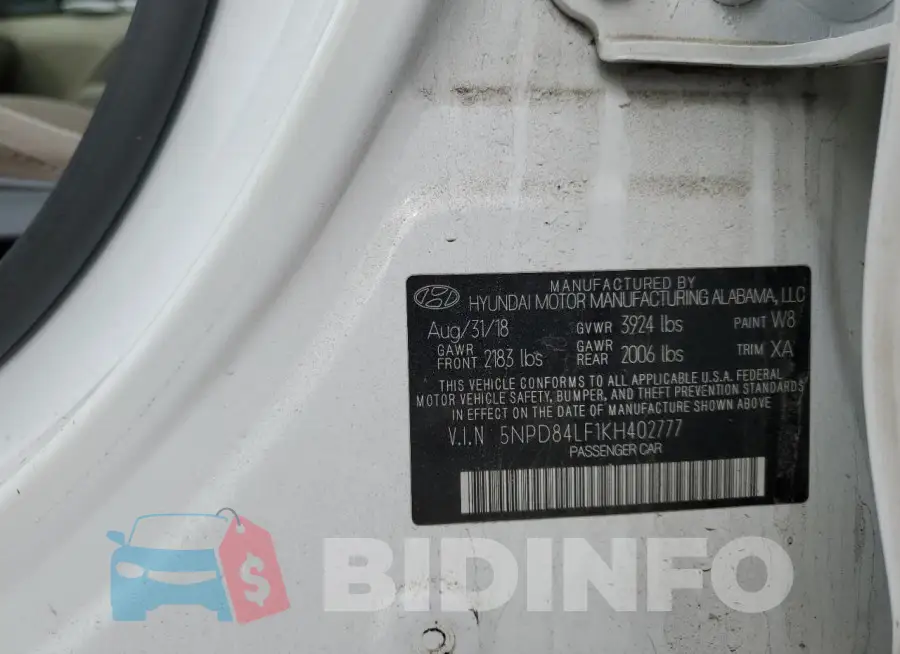 5NPD84LF1KH402777 Photo# 12
