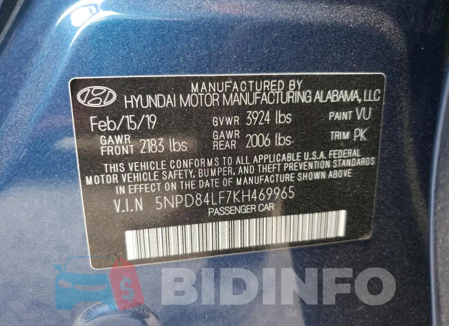 5NPD84LF7KH469965 Photo# 12