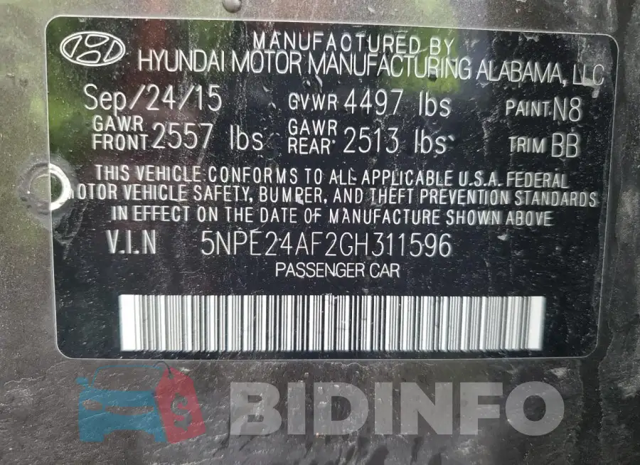 5NPE24AF2GH311596 Photo# 12