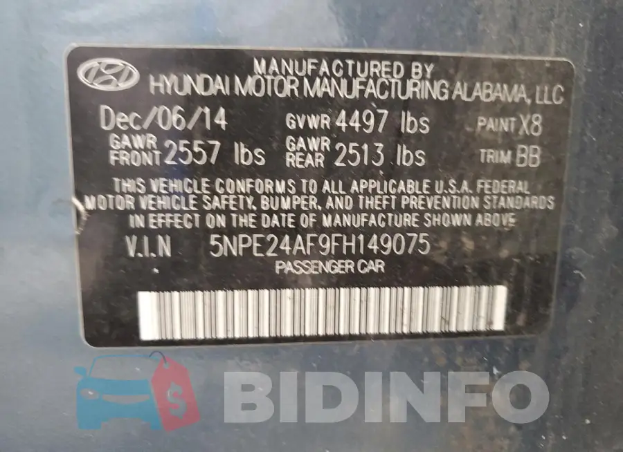 5NPE24AF9FH149075 Photo# 12