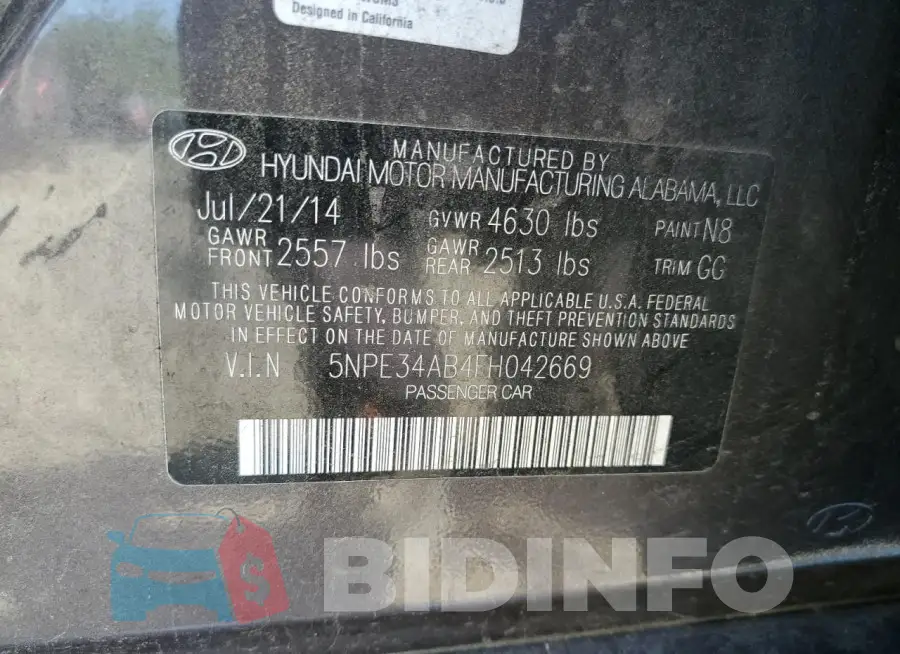 5NPE34AB4FH042669 Photo# 12