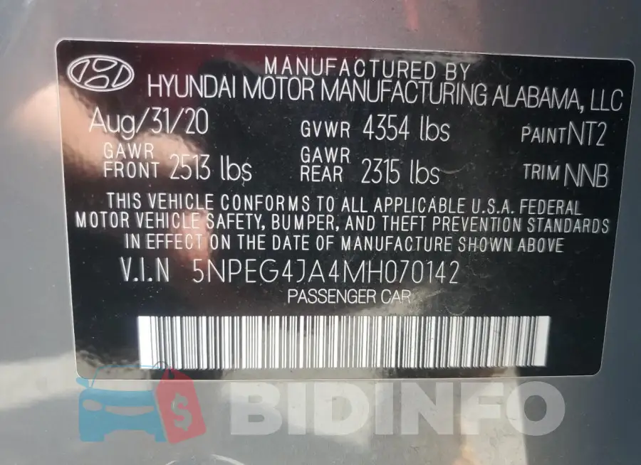 5NPEG4JA4MH070142 Photo# 12