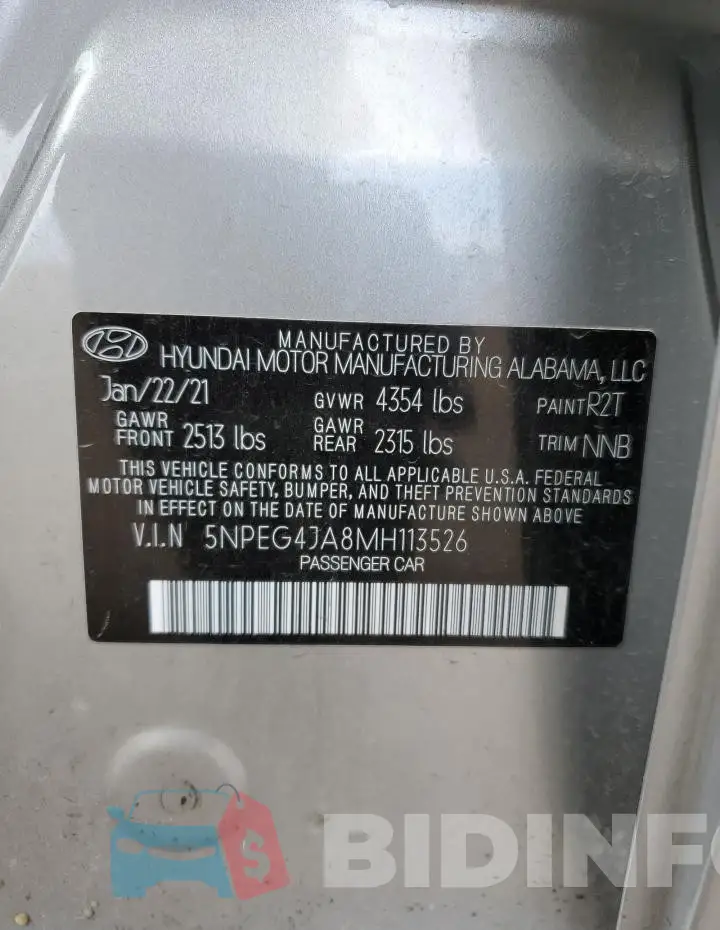 5NPEG4JA8MH113526 Photo# 13