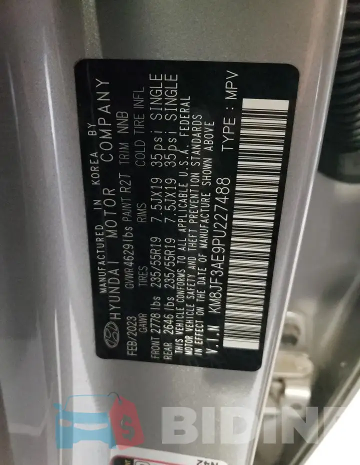 KM8JF3AE9PU227488 Photo# 13