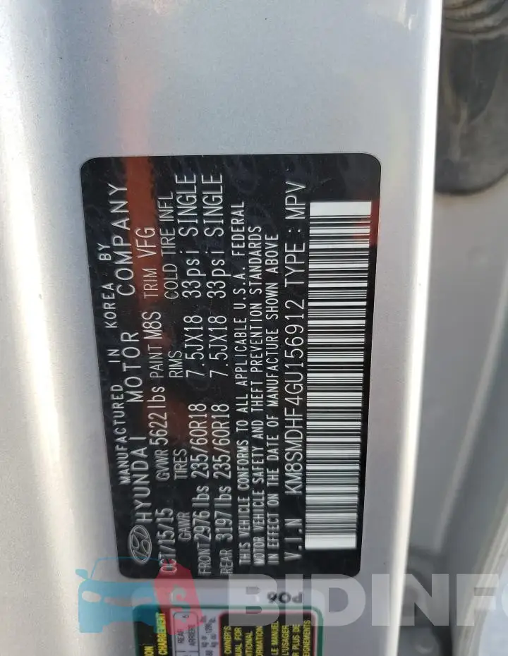 KM8SMDHF4GU156912 Photo# 13