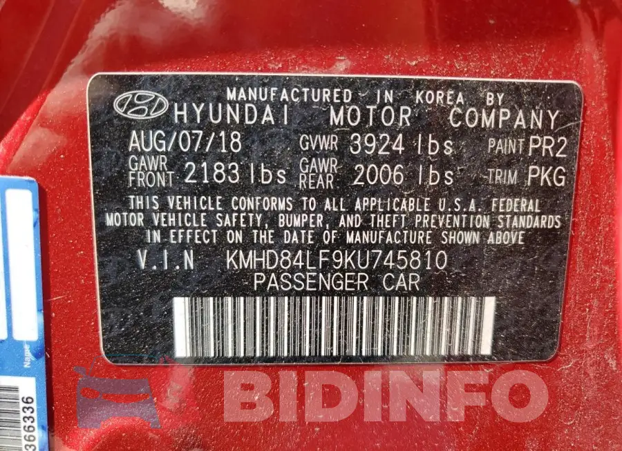 KMHD84LF9KU745810 Photo# 13