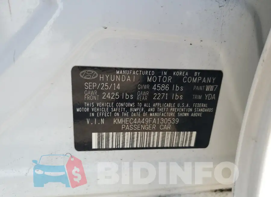 KMHEC4A49FA130539 Photo# 12
