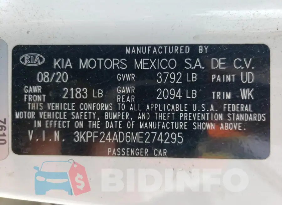 3KPF24AD6ME274295 Photo# 12