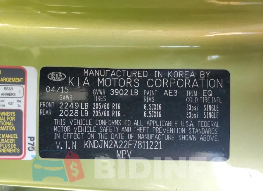 KNDJN2A22F7811221 Photo# 13